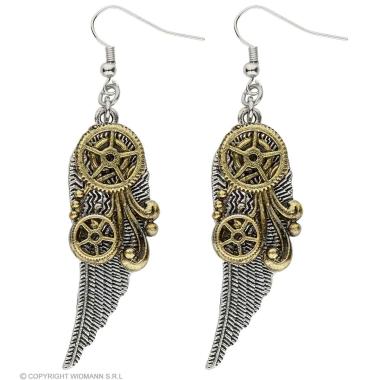 Orecchini steampunk ingranaggi ali