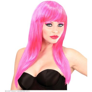 Parrucca vogue rosa liscia frangia
