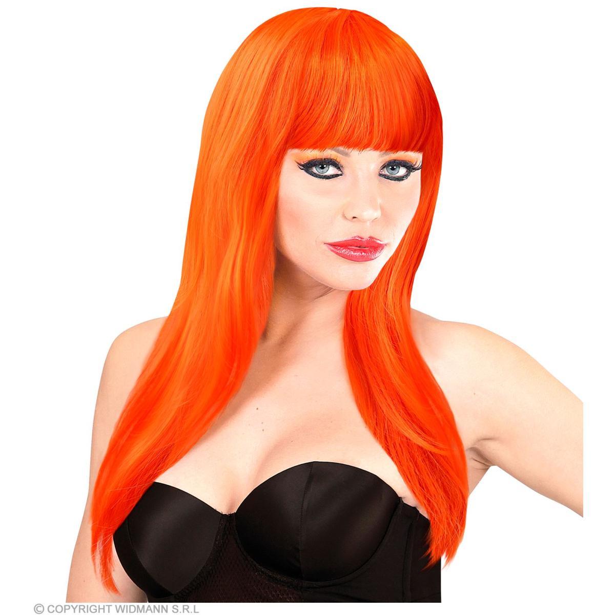 Parrucca vogue arancione liscia frangia