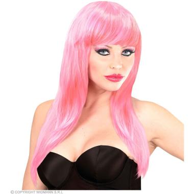 Parrucca vogue rosa liscia frangia