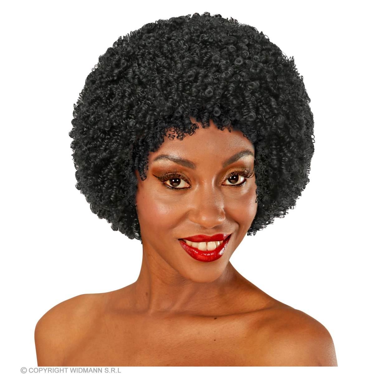 Parrucca afro nera riccia anni