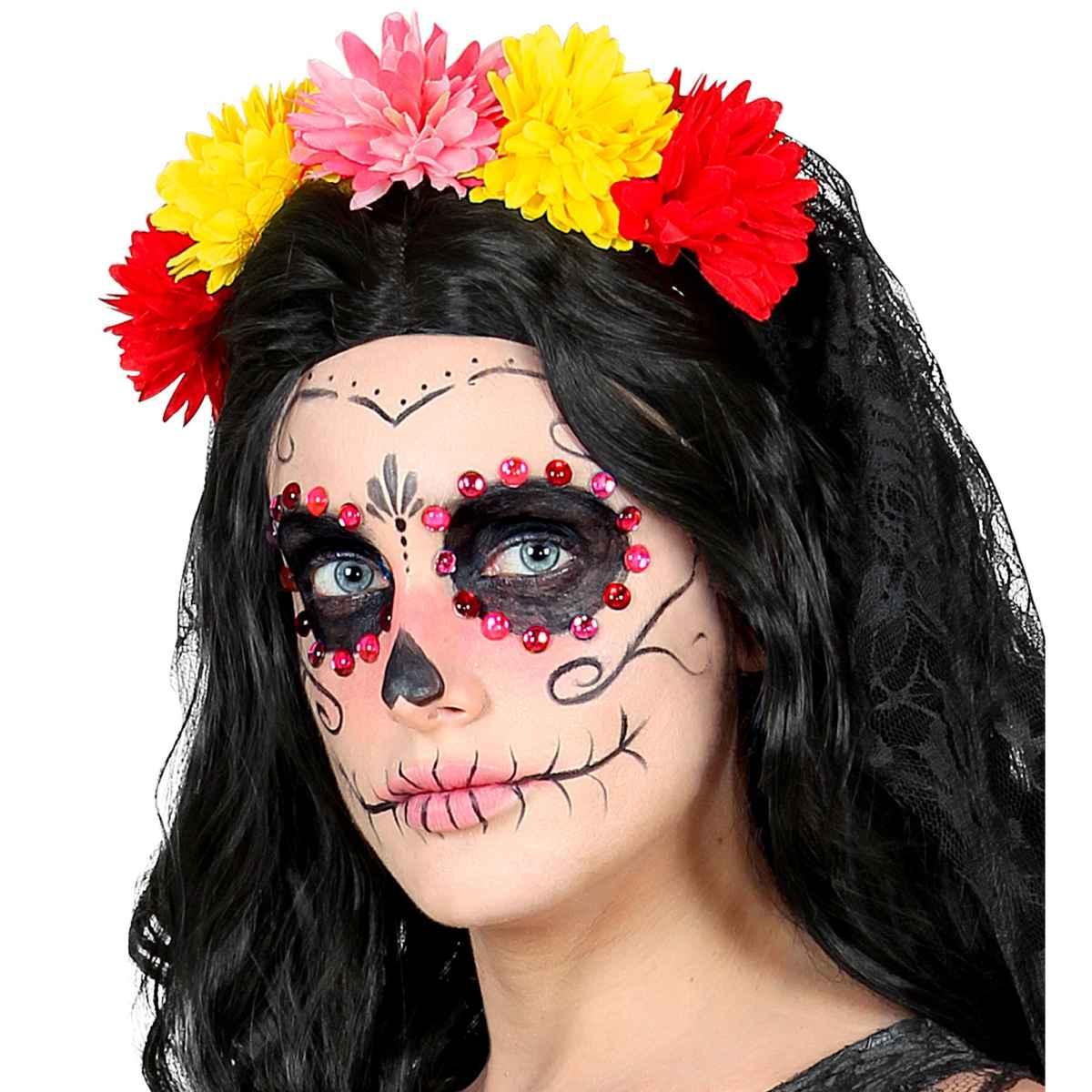 Trucco decorazioni adesive viso gemme rosso rosa Set 40 pz