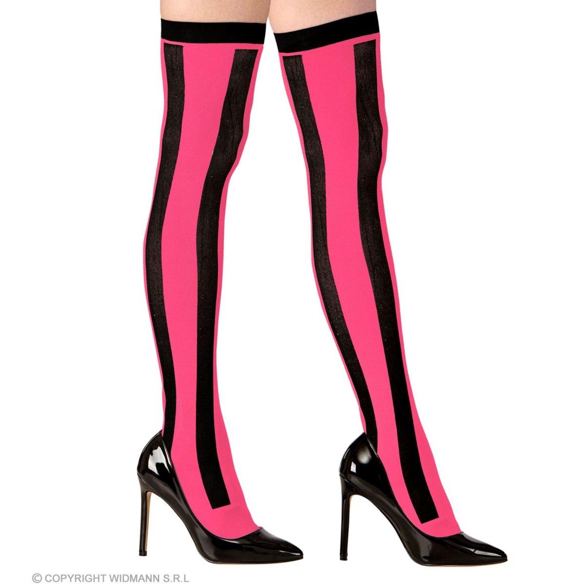 Collant autoreggenti righe nere fucsia