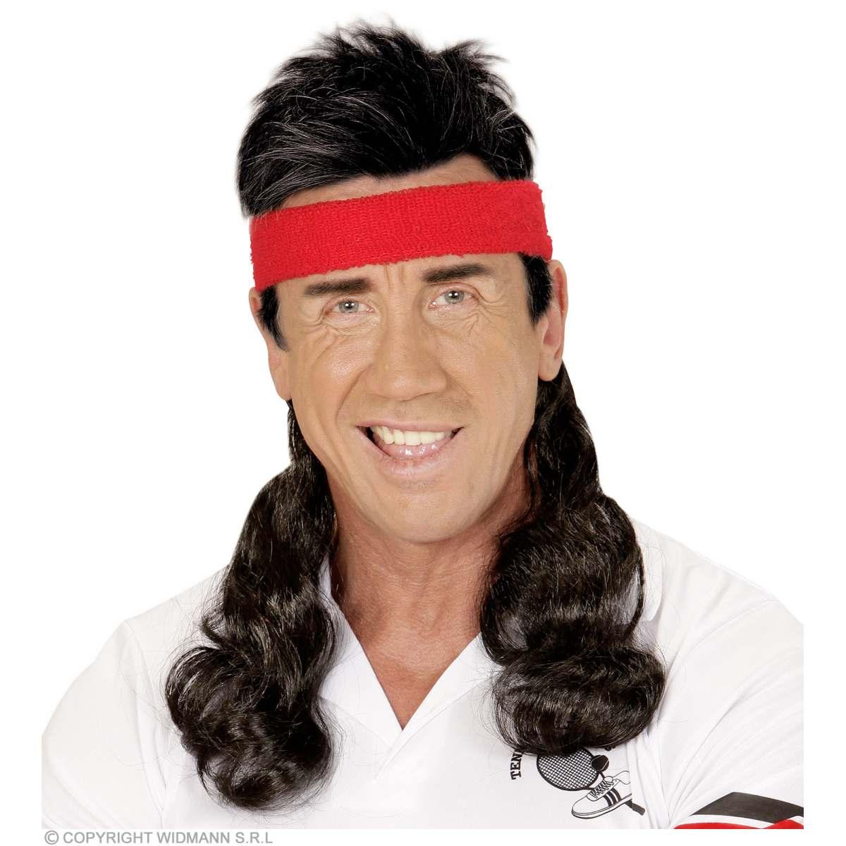 Fascia testa rossa capelli neri