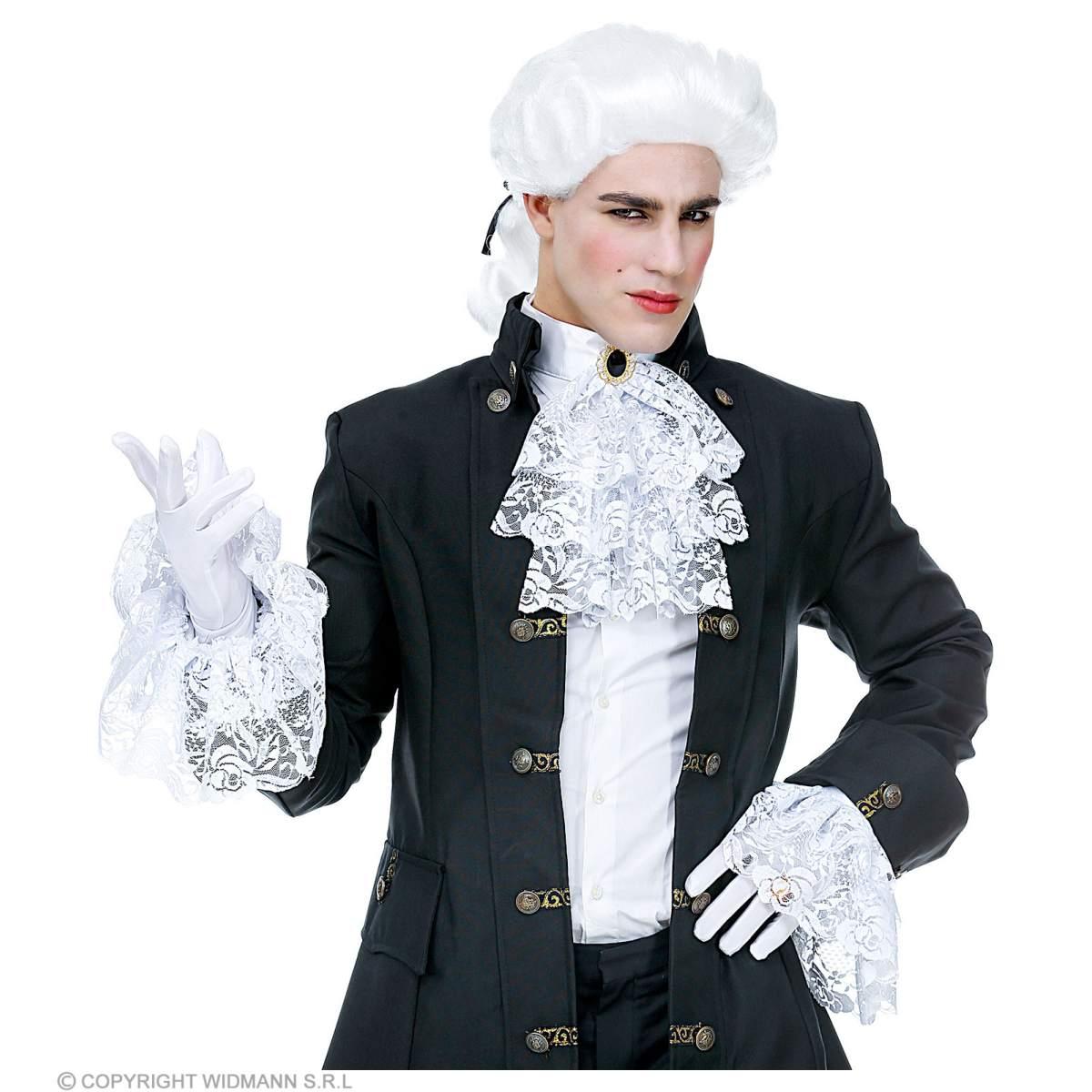 Jabot tessuto bianco pizzo polsini
