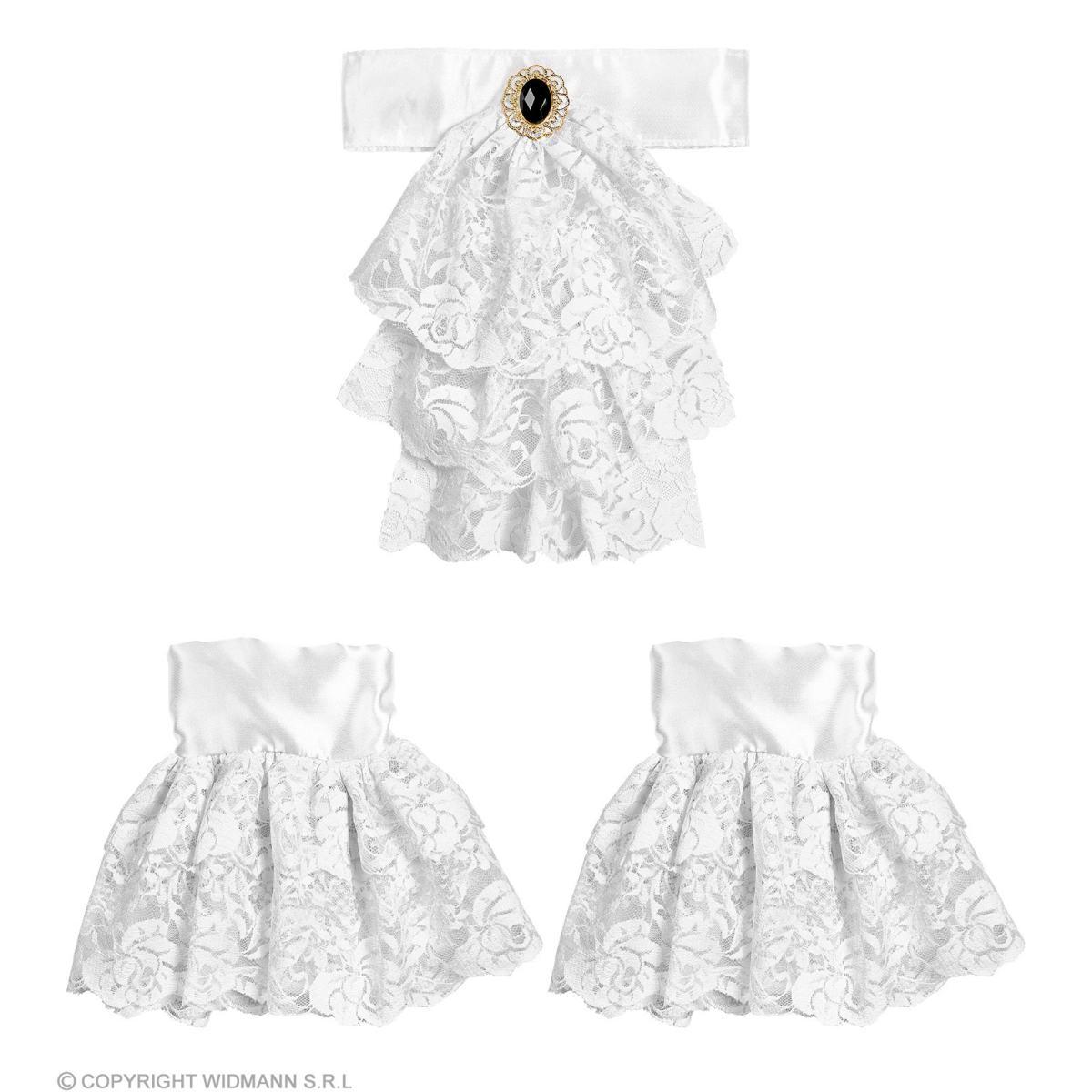 Jabot tessuto bianco pizzo polsini