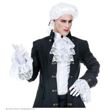 Jabot tessuto bianco pizzo polsini
