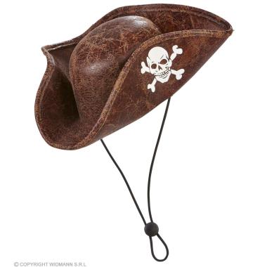 Cappello mini piratessa similpelle marrone