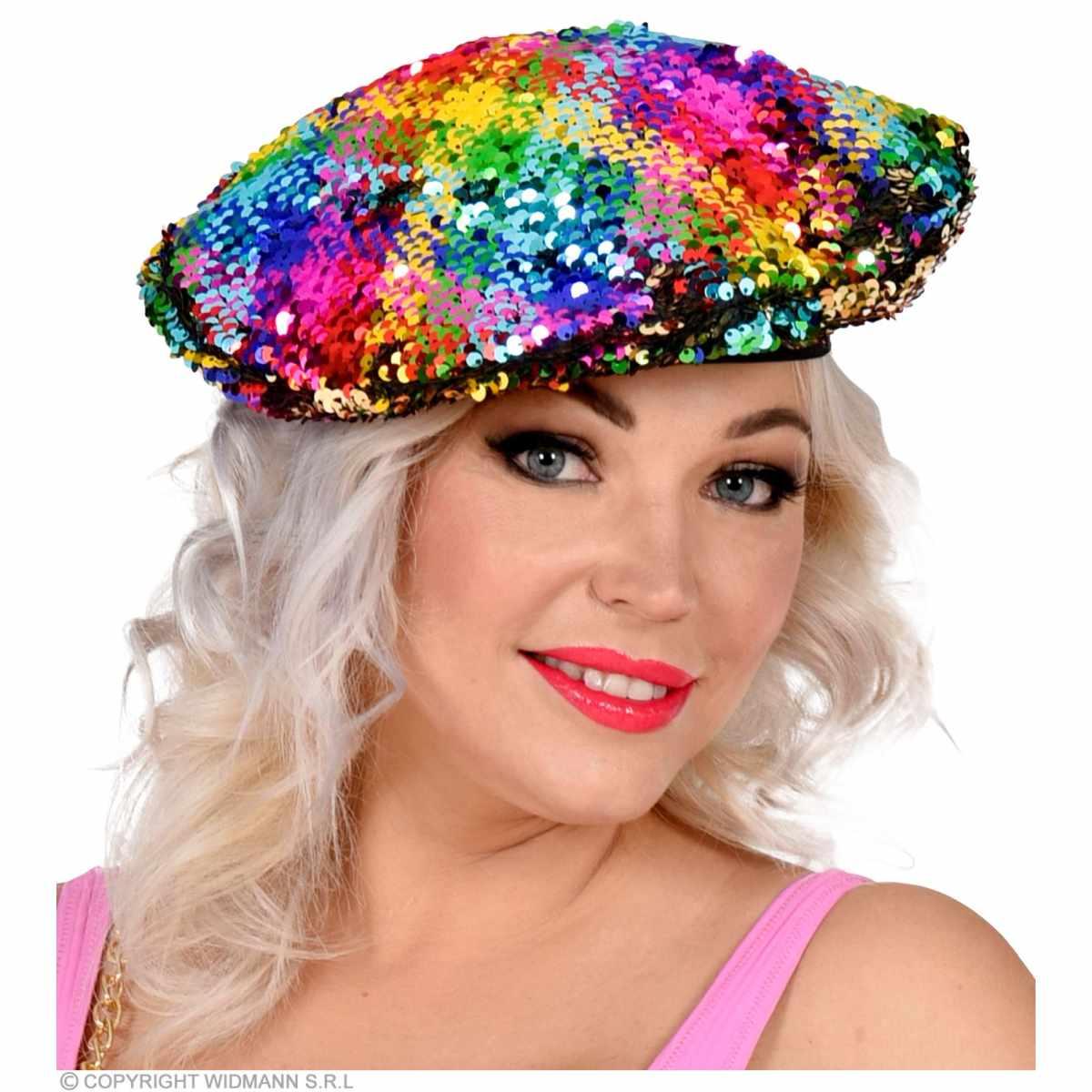 Cappello basco paillettes multicolor