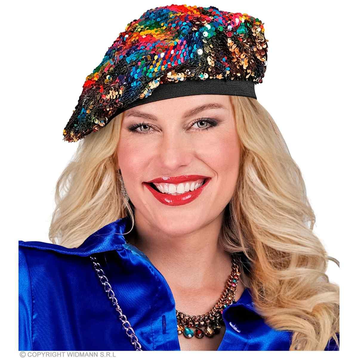 Cappello basco paillettes multicolor