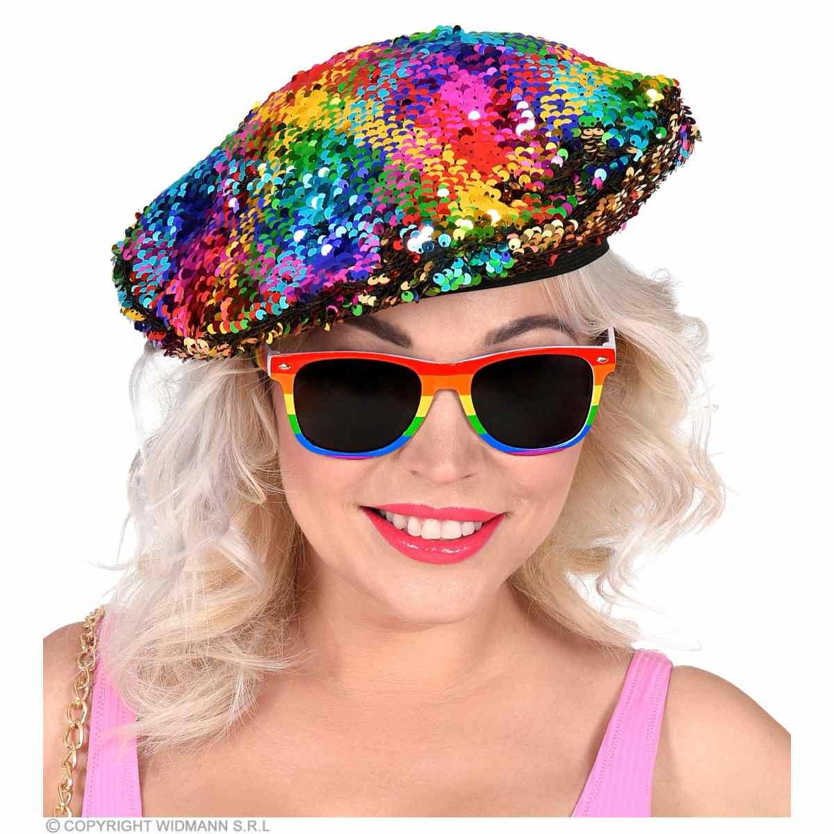 Cappello basco paillettes multicolor