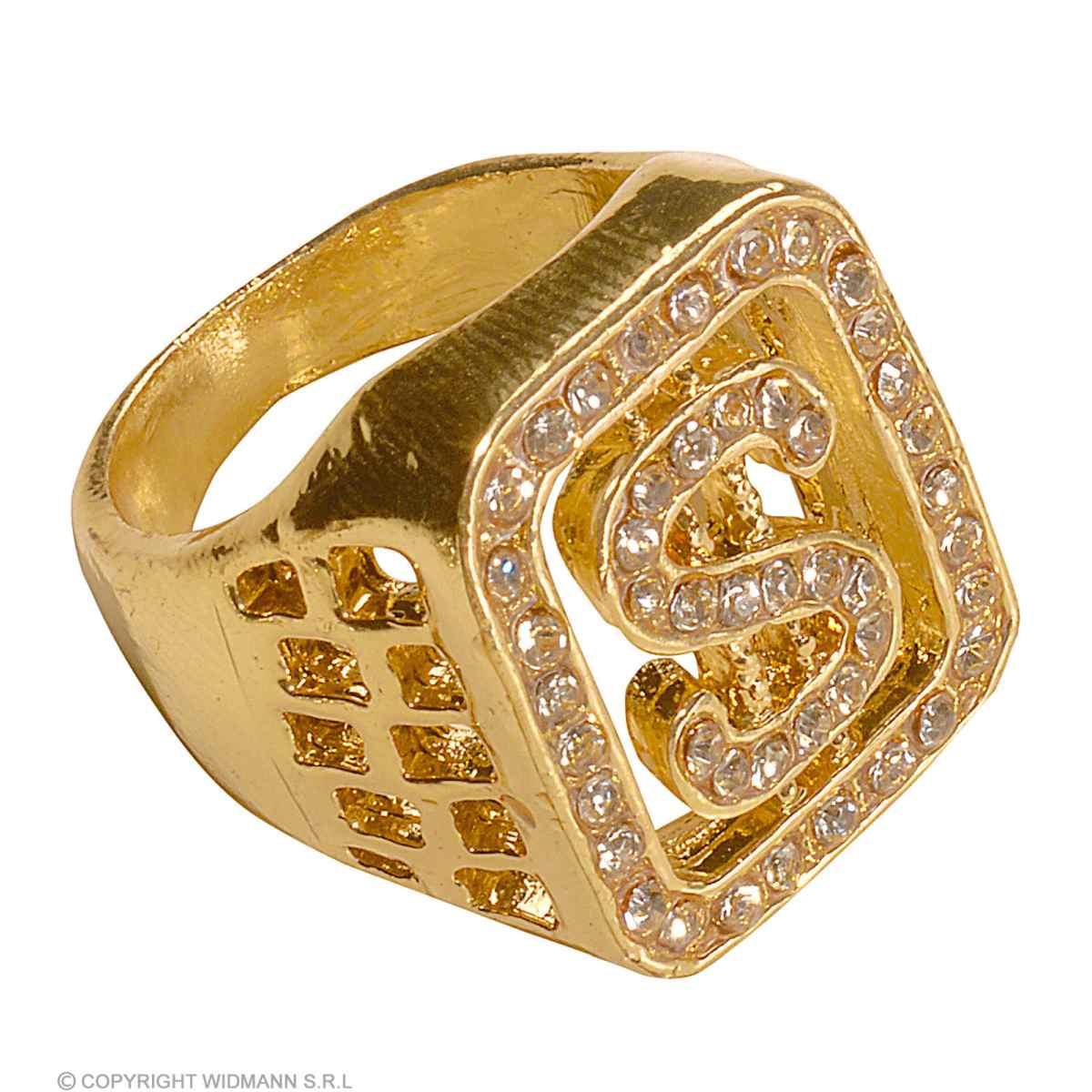 Anello metallo oro dollaro strass