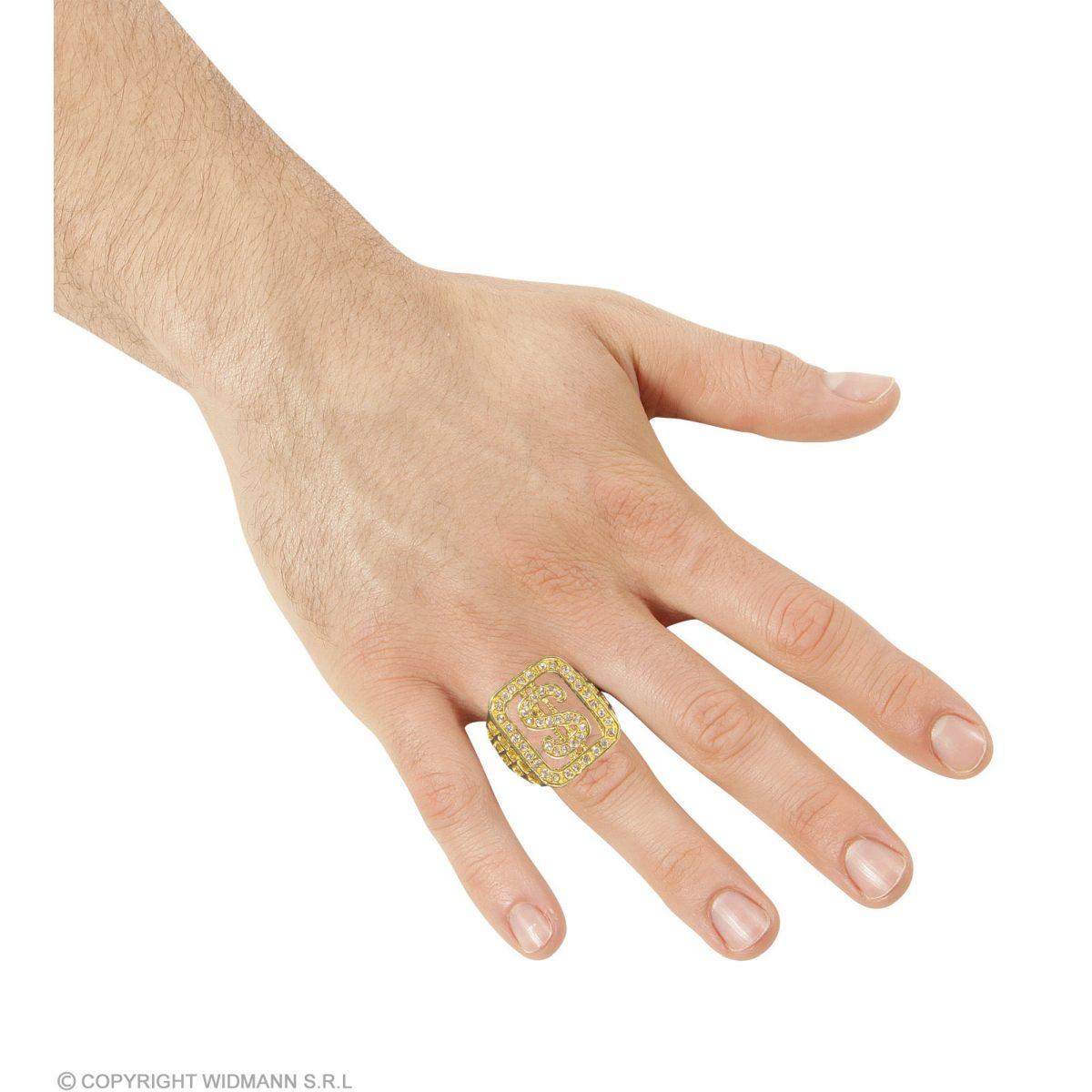 Anello metallo oro dollaro strass