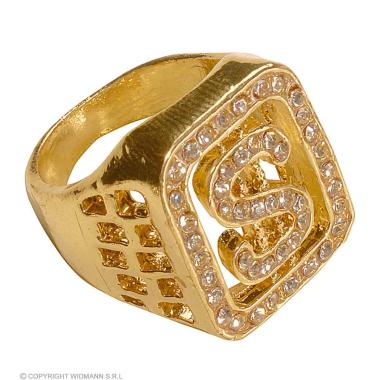 Anello metallo oro dollaro strass