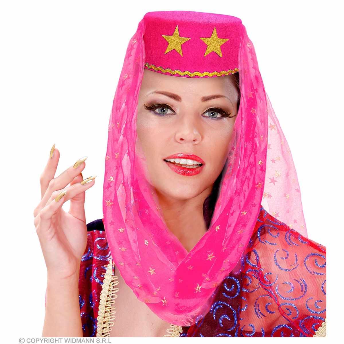 Cappello odalisca rosa velo