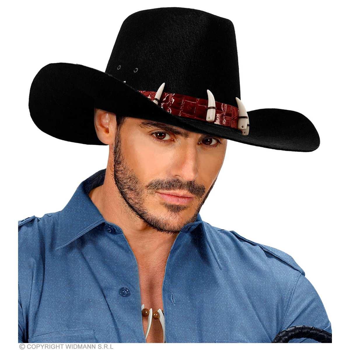 Cappello cowboy nero ossa