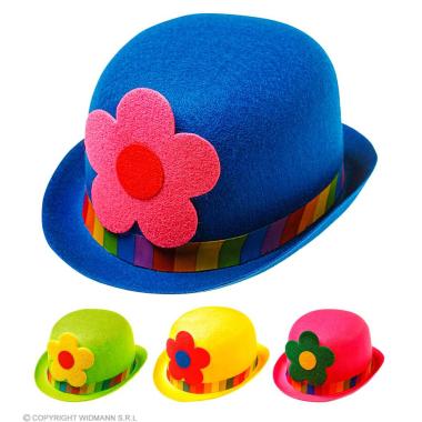 Cappello bombetta feltro fiore 4 colori