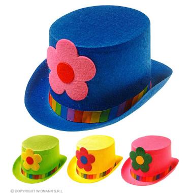 Cappello cilindro feltro fiori 4 colori