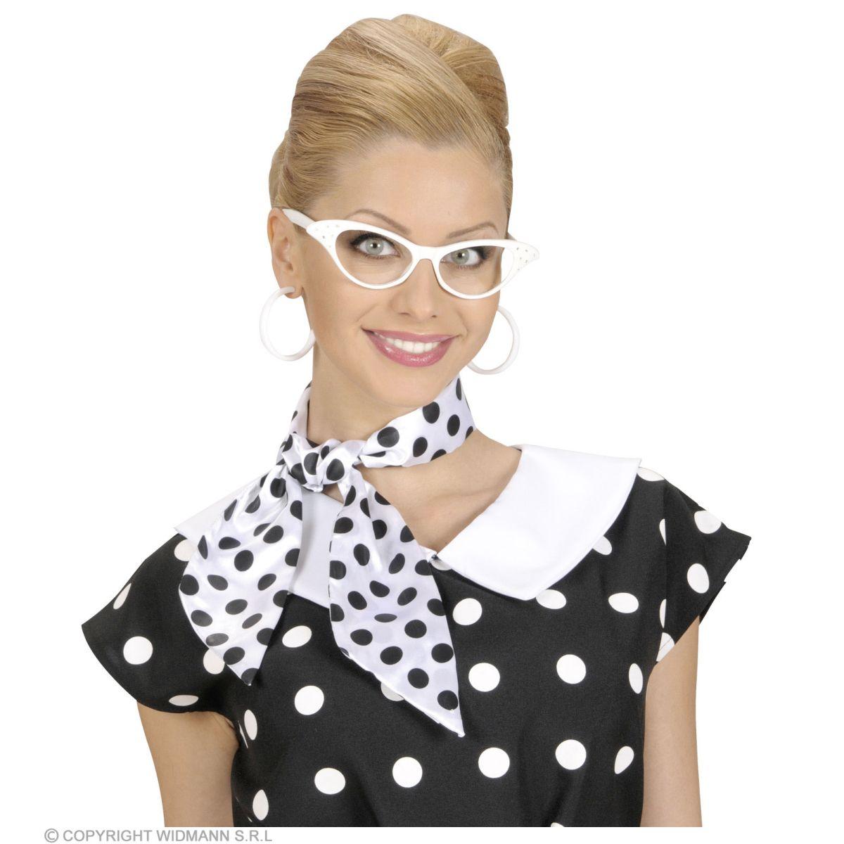 Foulard raso bianco pois neri