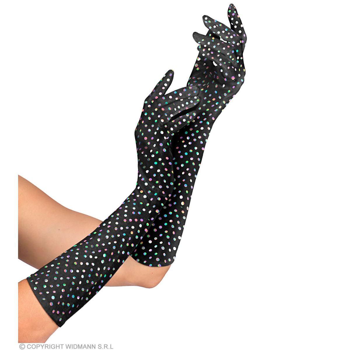 Guanti neri velluto paillettes