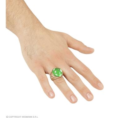 Anello metallo oro gemma verde
