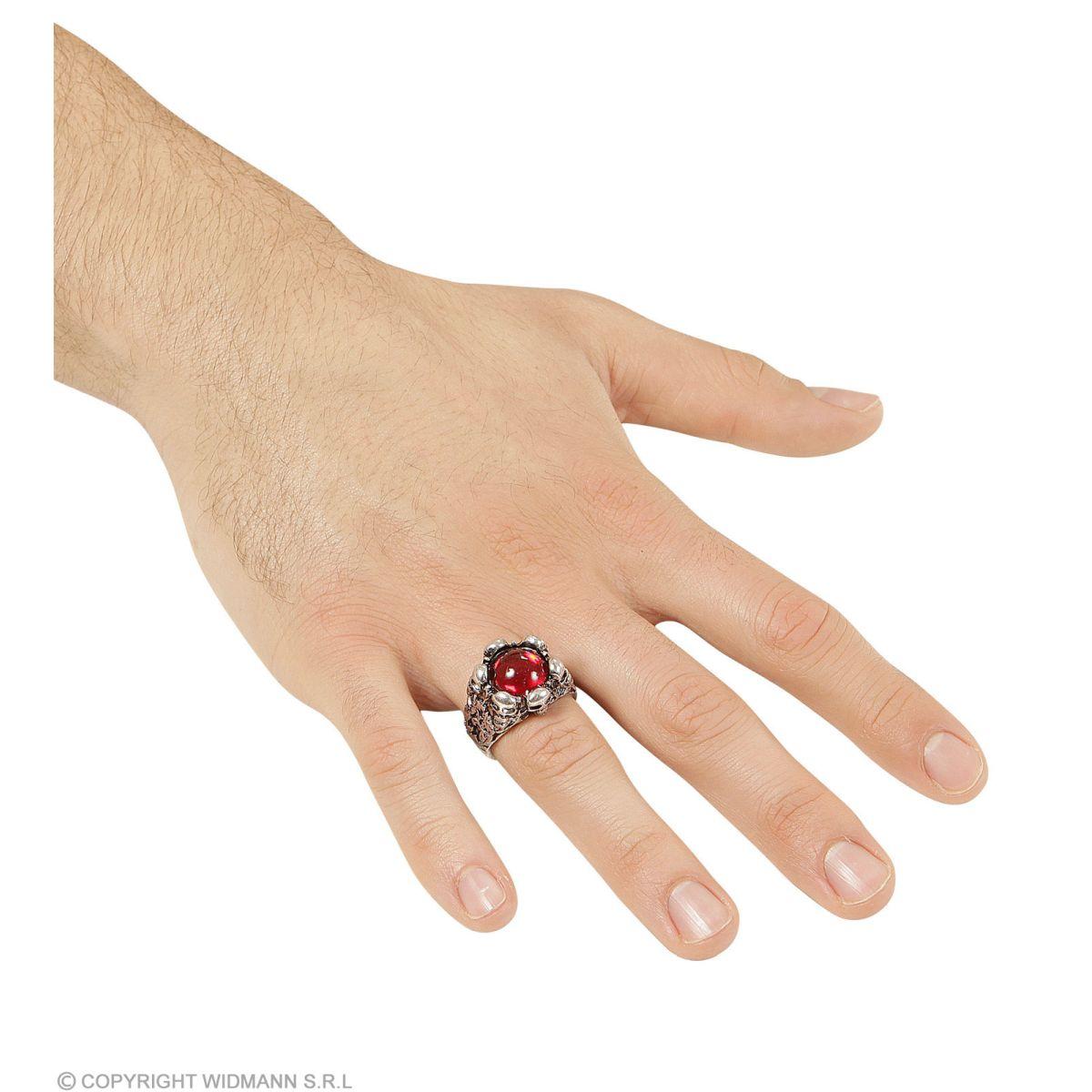 Anello argento teschi pietra rossa