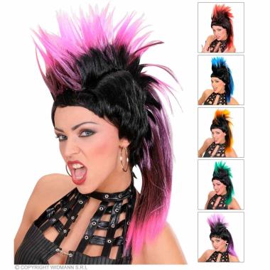 Parrucca punk nera cresta