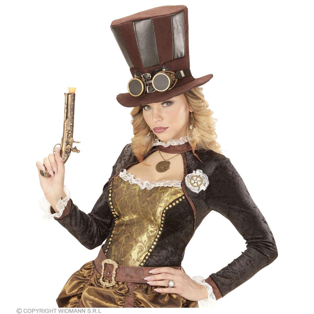 Cappello cilindro marrone steampunk occhiali