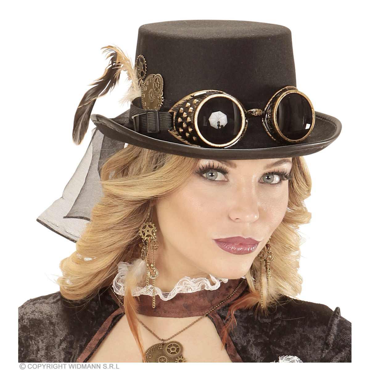 Cappello steampunk nero occhiali