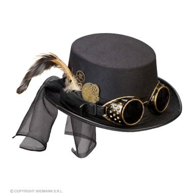 Cappello steampunk nero occhiali
