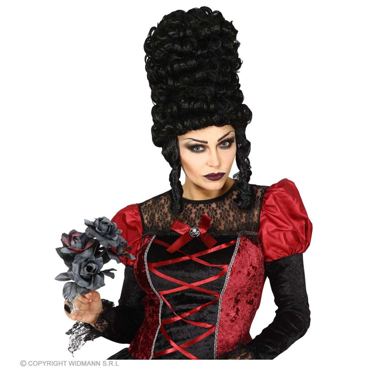Parrucca dama gotica nera boccoli