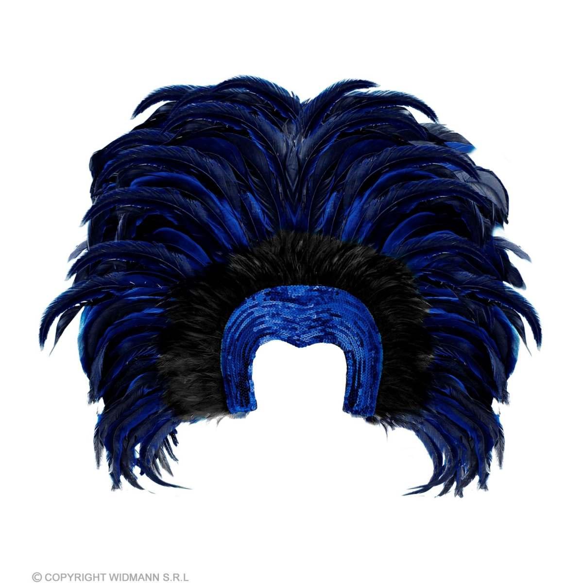 Copricapo paillettes blu piume