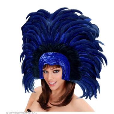 Copricapo paillettes blu piume