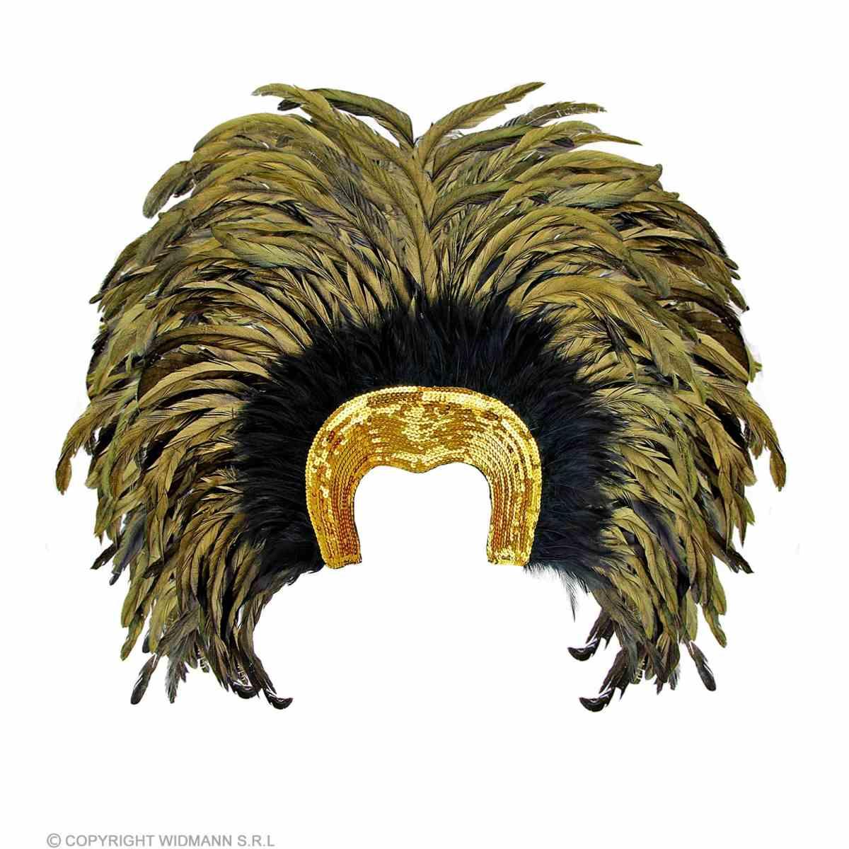 Copricapo paillettes oro piume