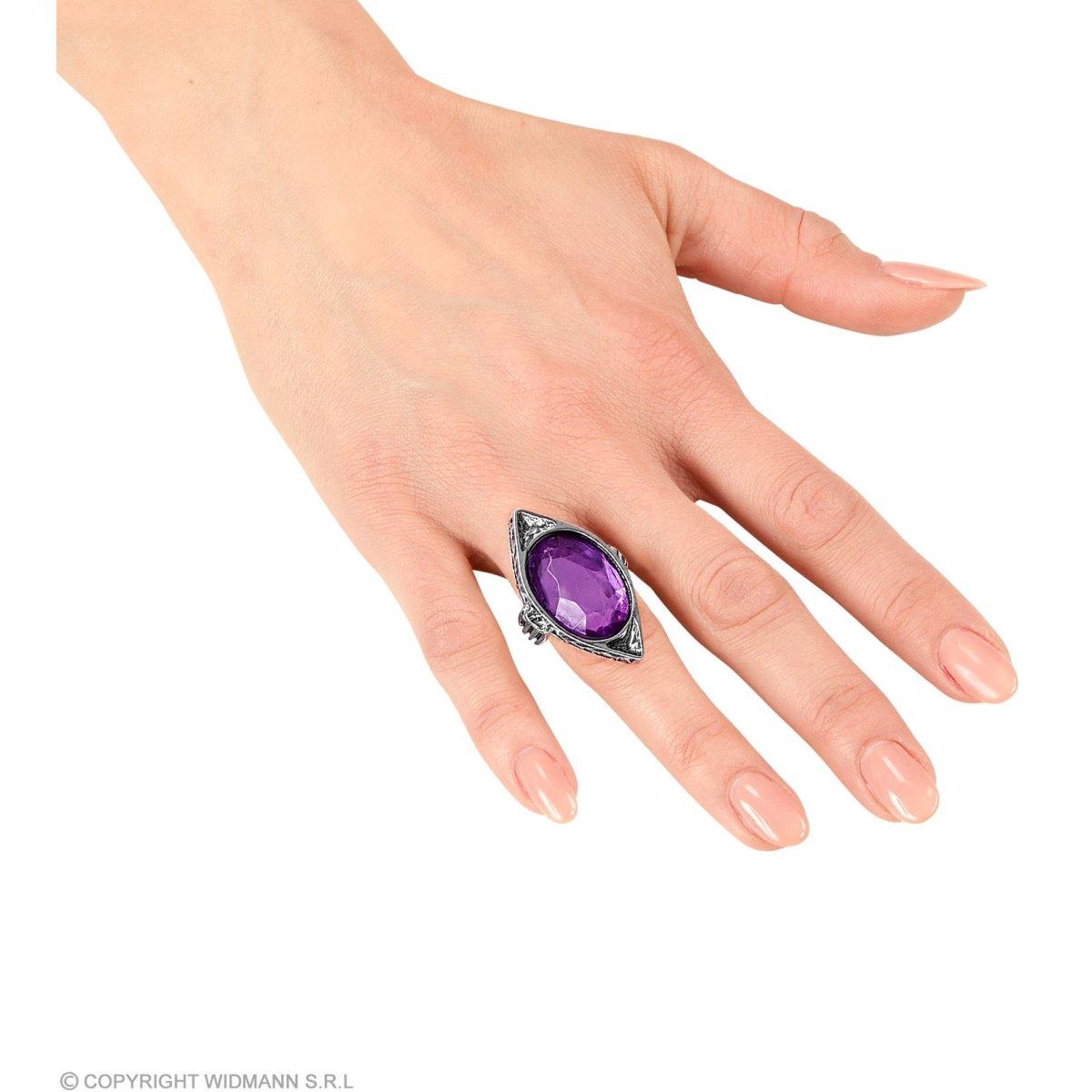 Anello metallo argento pietra viola