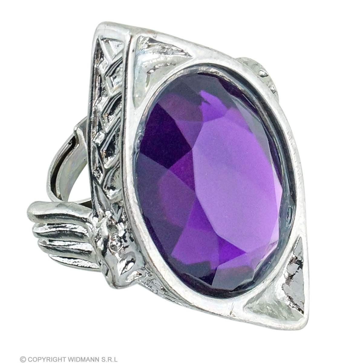 Anello metallo argento pietra viola