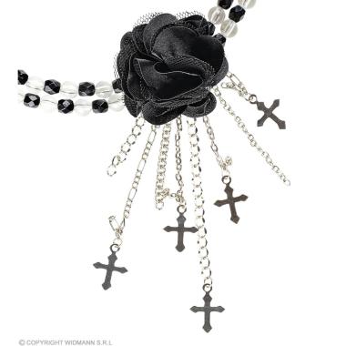 Collana girocollo gotico fiore nero