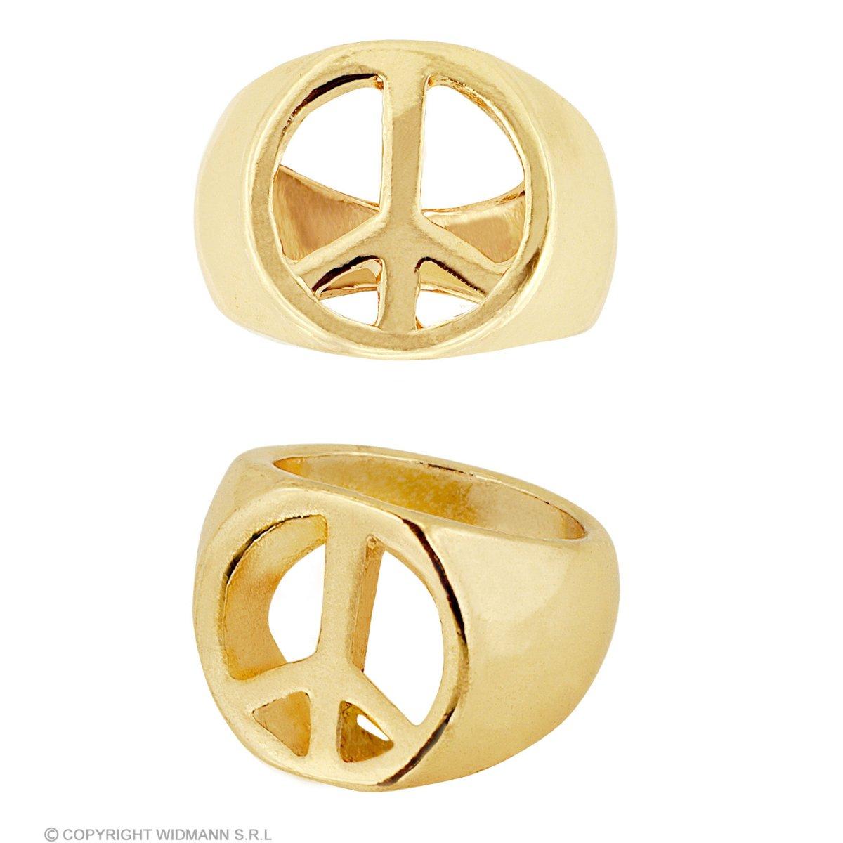 Anello metallo oro peace love