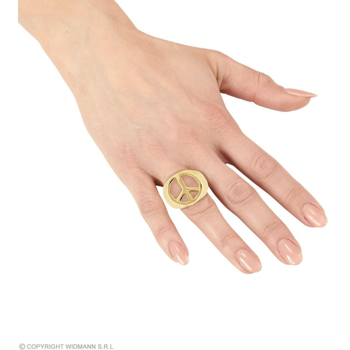 Anello metallo oro peace love