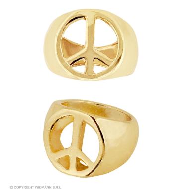 Anello metallo oro peace love