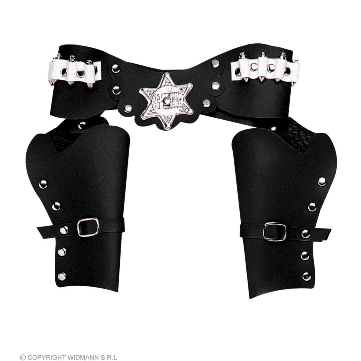 Cinturone cowboy fonfina 2 posti similpelle nera