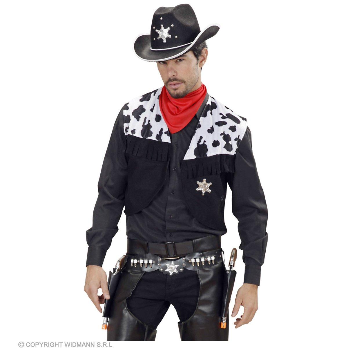 Cinturone cowboy fonfina 2 posti similpelle nera