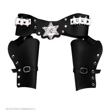 Cinturone cowboy fonfina 2 posti similpelle nera