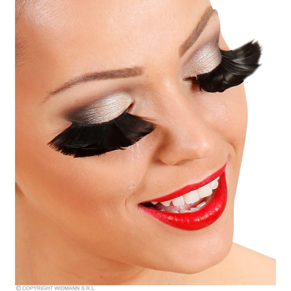Trucco ciglia extra lunghe piume nere