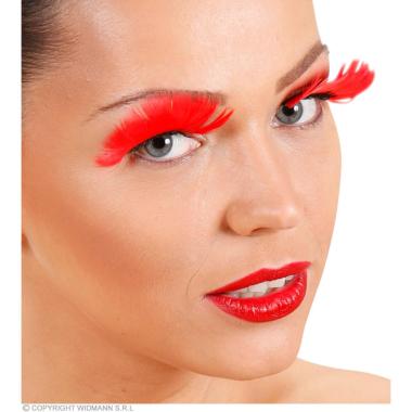 Trucco ciglia extra lunghe piume rosse