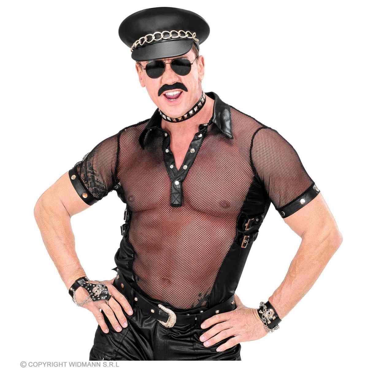 Costume maglia rete collo fibbie