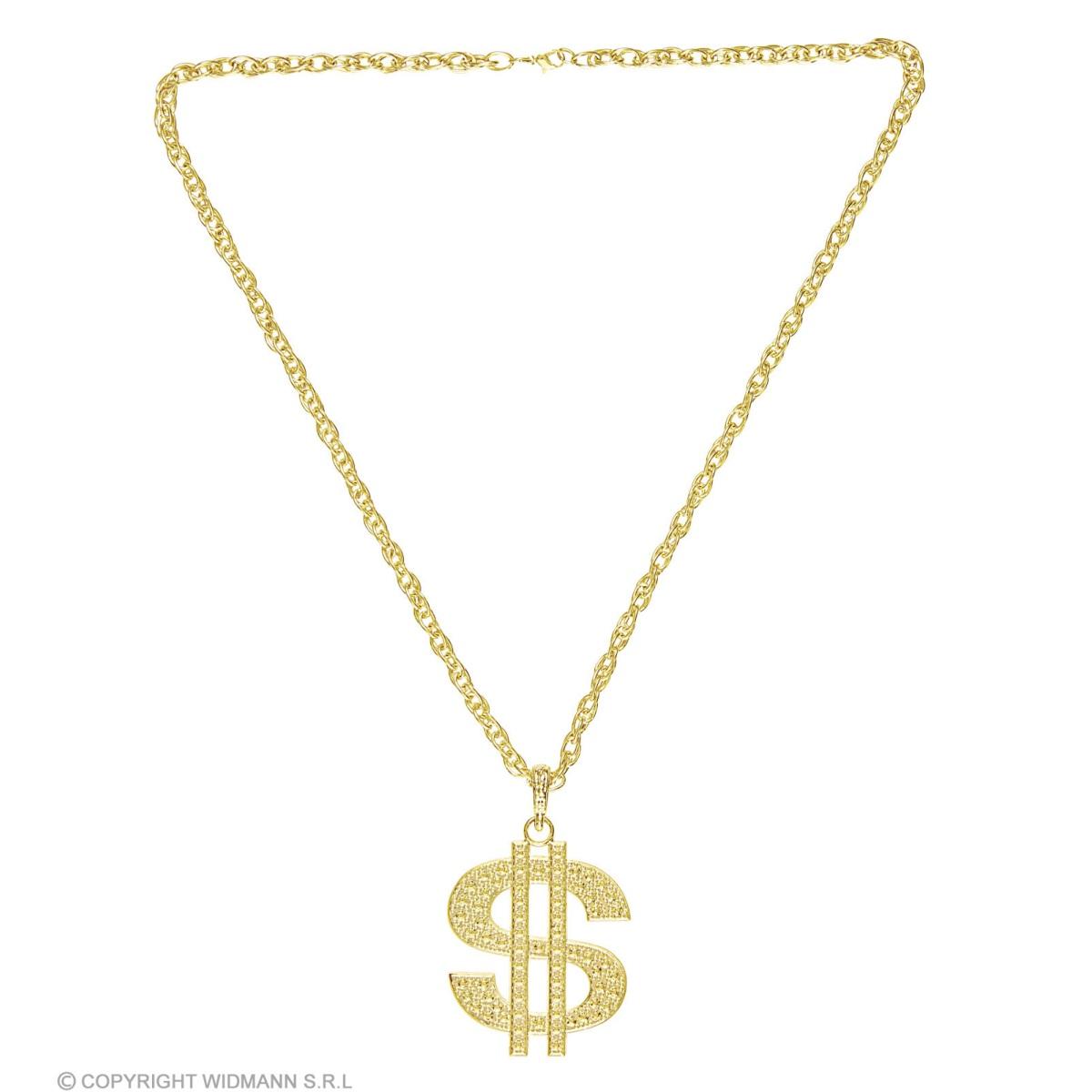 Collana metallo dollaro oro strass