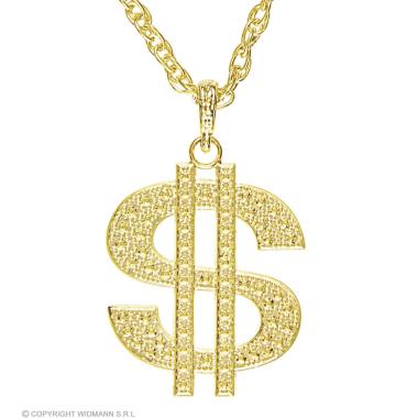 Collana metallo dollaro oro strass