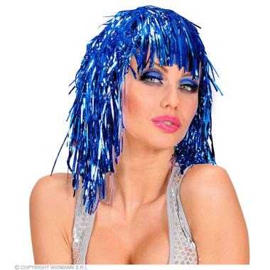Parrucca lamé blu