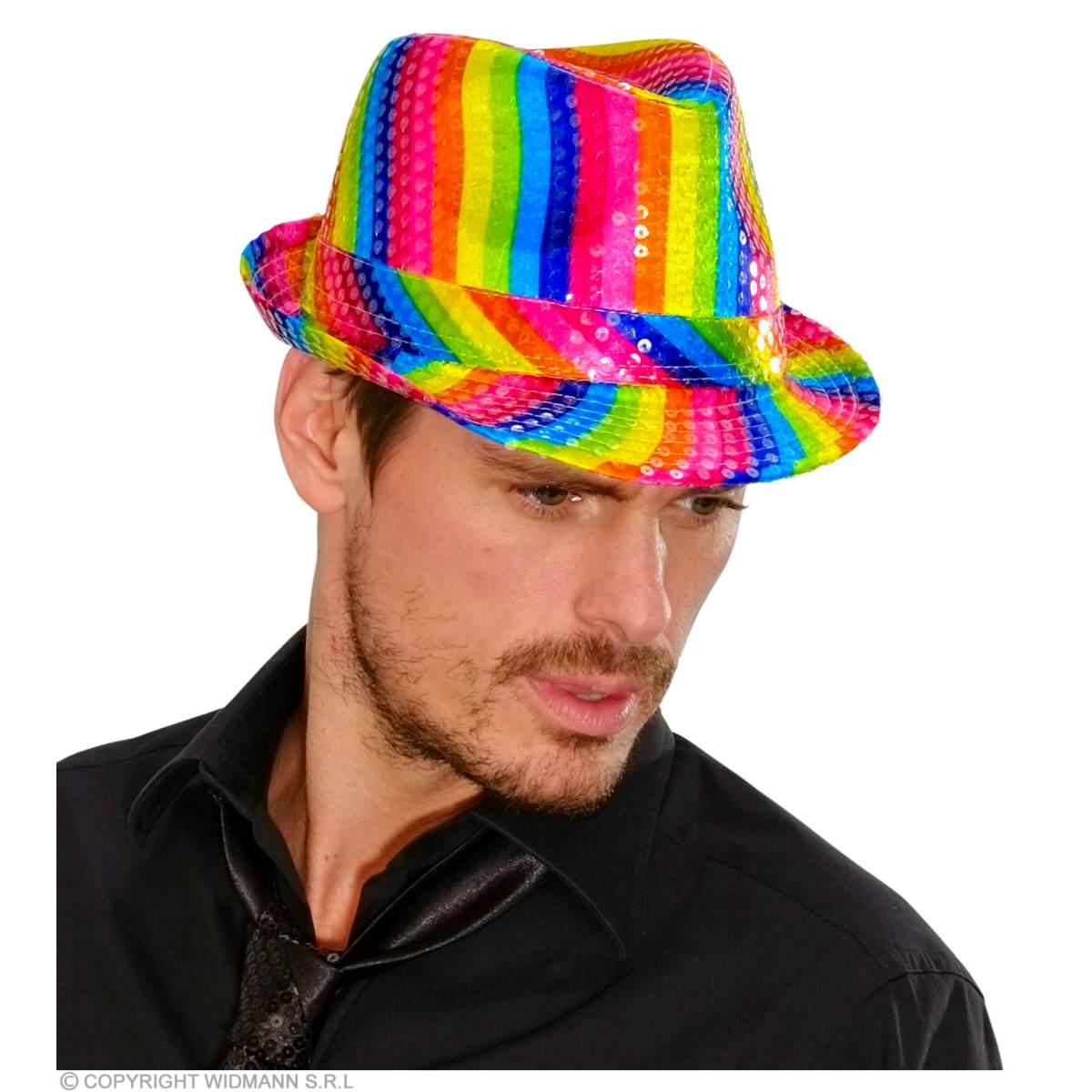 Cappello borsalino paillettes multicolor